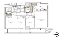 リバーガーデンタワー上町台筆ヶ崎 3LDKの間取図画像