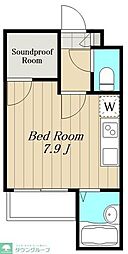 東急田園都市線 三軒茶屋駅 徒歩8分の賃貸アパート 3階ワンルームの間取り