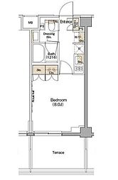 ザ・パークハビオ三軒茶屋テラス 1階1Kの間取り