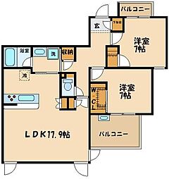 プロスペリテ 3階2LDKの間取り