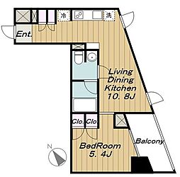 ＢＰＲレジデンス渋谷 5階1LDKの間取り