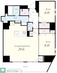 テアトル神南 17階2LDKの間取り