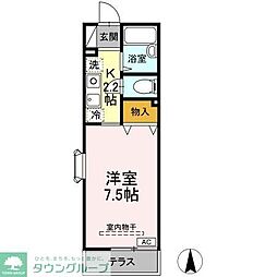 サウサリート芦花 1階1Kの間取り