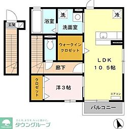 アバンティI 2階1LDKの間取り