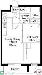 グランパセオ代々木上原II 1階1LDKの間取り