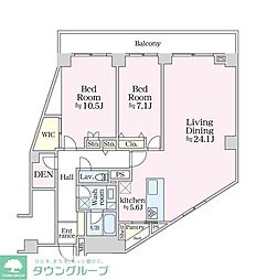 グラマシー恵比寿 2LDKの間取り