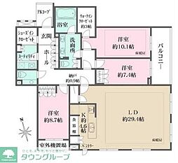 代々木パークハウスPRIMEHILLS 4階3LDKの間取り