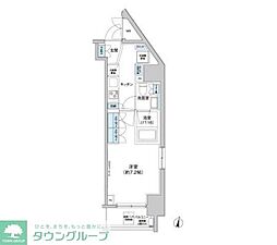 パークキューブ西新宿 5階1Kの間取り