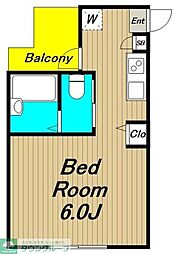 京王線 明大前駅 徒歩5分の賃貸アパート 3階ワンルームの間取り