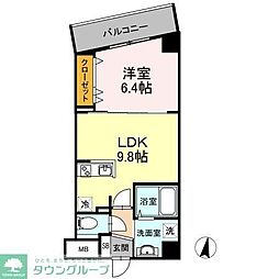カーサヴェルデ三軒茶屋 2階1LDKの間取り