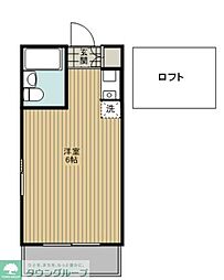 ソネット経堂 2階ワンルームの間取り