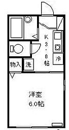 ハイムおもだか 1階1Kの間取り