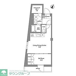 ザ・レジデンス用賀 1SLDKの間取図画像