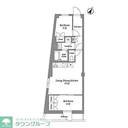 ザ・レジデンス用賀 2LDKの間取図画像