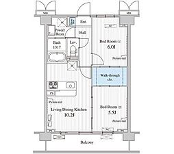 バンデューセン上北沢 2SLDKの間取図画像