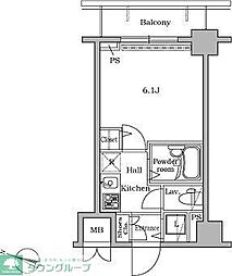 レジディア広尾2 1Kの間取図画像