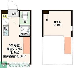 ハーモニーテラス桜上水3 ワンルームの間取図画像