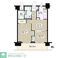 コンチェルト杉並 2DKの間取図画像