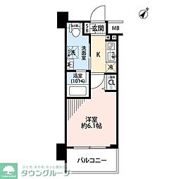 プレール・ドゥーク渋谷初台 1Kの間取図画像