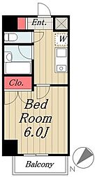 スカイコート世田谷用賀3 1Kの間取図画像