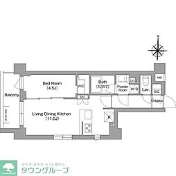 コンフォリア・リヴ永福町 1LDKの間取図画像