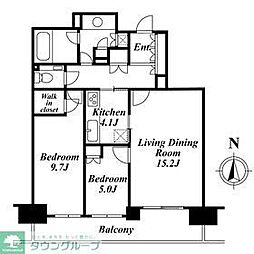 深沢ハウスI棟 2LDKの間取図画像