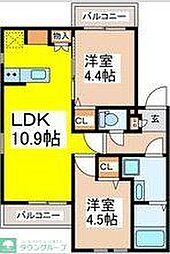 ルミエール上北沢 2LDKの間取図画像
