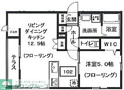 メゾンブラッシュ代々木上原 1LDKの間取図画像