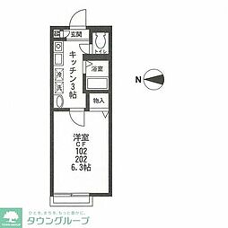 フォレスト祐天寺 1Kの間取図画像