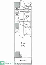 グレイスコート目黒 1Kの間取図画像