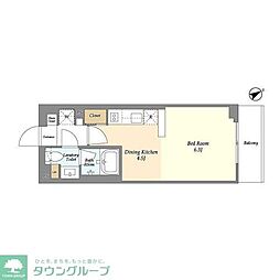 OZIO上目黒 ワンルームの間取図画像