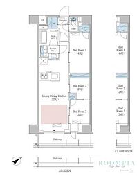 アーバネックス早稲田 2階3LDKの間取り