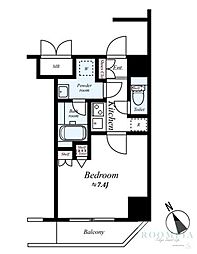 ハーモニーレジデンス早稲田夏目坂 12階1Kの間取り