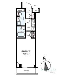 ARCOBALENO TORITSUKASEI 2階1Kの間取り