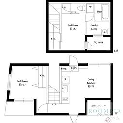 スクエアコート早稲田 1階2DKの間取り