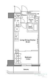 ザ・パークハビオ神楽坂香月 3階1LDKの間取り