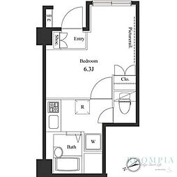 ヴェルト新宿落合 1階1Kの間取り