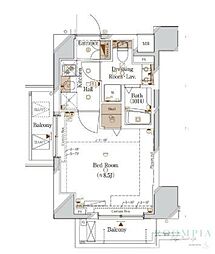 ガリシアグランデ江戸川橋 6階1Kの間取り