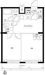 ルーブル中野坂上弐番館 4階2DKの間取り