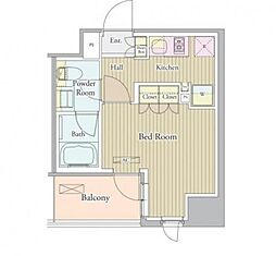 ヴェルデュール高田馬場 4階1Kの間取り
