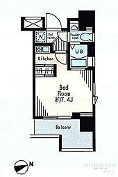 レジディア市谷薬王寺 ワンルームの間取図画像