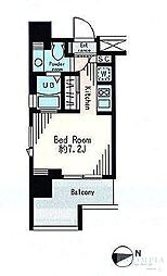 レジディア市谷薬王寺 ワンルームの間取図画像