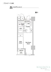 プライムアーバン池袋 1Kの間取図画像