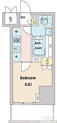 プラウドフラット神楽坂2 1Kの間取図画像