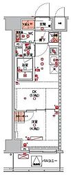 ハーモニーレジデンス新宿早稲田ザ・ガーデン 1DKの間取図画像