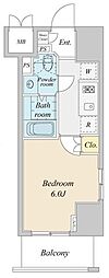プラウドフラット神楽坂2 1Kの間取図画像