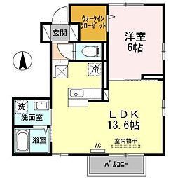 ペリドット12 1階1LDKの間取り