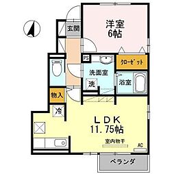 サワディーファンバーンB棟 1LDKの間取図画像