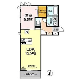 ディアレストコート大和 1LDKの間取図画像