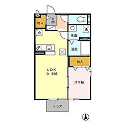 シャンス大和 1LDKの間取図画像